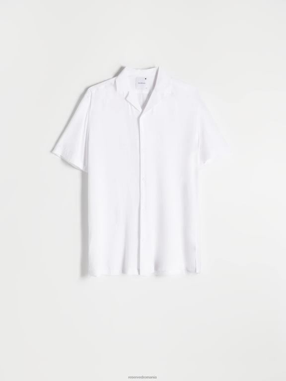 alb Reserved bărbați îmbrăcăminte cămașă din viscoză cu potrivire confortabilă 648HZ1400