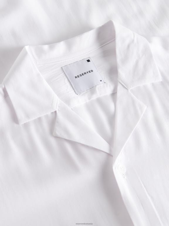 alb Reserved bărbați îmbrăcăminte cămașă din viscoză cu potrivire confortabilă 648HZ1400