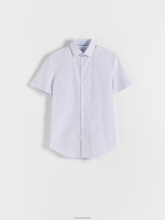 alb Reserved bărbați îmbrăcăminte cămașă slim fit cu model 648HZ1406