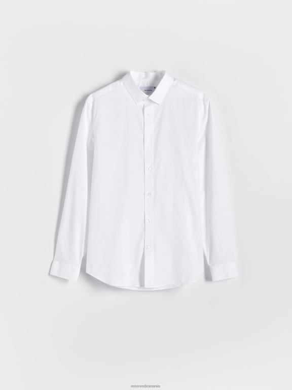 alb Reserved bărbați îmbrăcăminte cămașă slim fit din bumbac bogat 648HZ1362