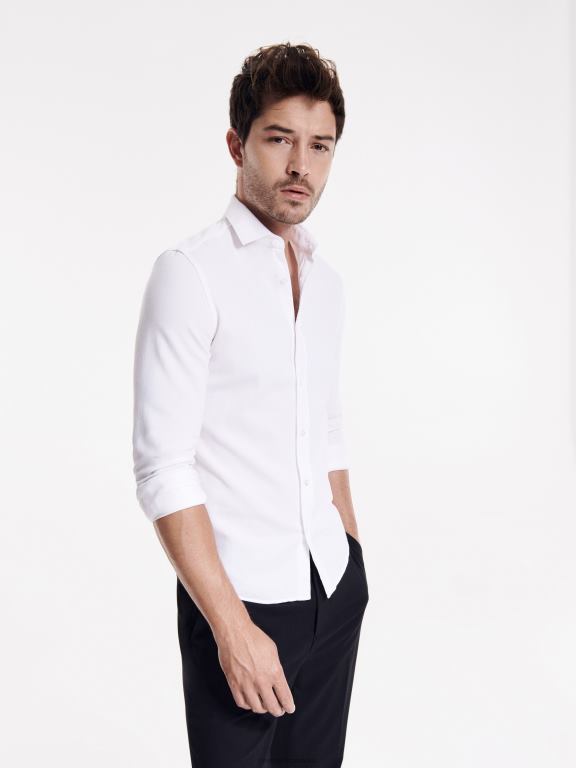 alb Reserved bărbați îmbrăcăminte cămașă super slim fit 648HZ1394