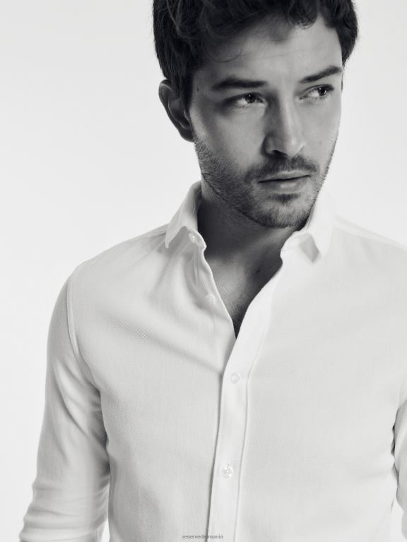 alb Reserved bărbați îmbrăcăminte cămașă super slim fit 648HZ1394