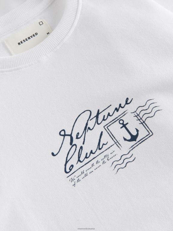 alb Reserved bărbați îmbrăcăminte stil de modă tricou cu potrivire obișnuită 648HZ1243