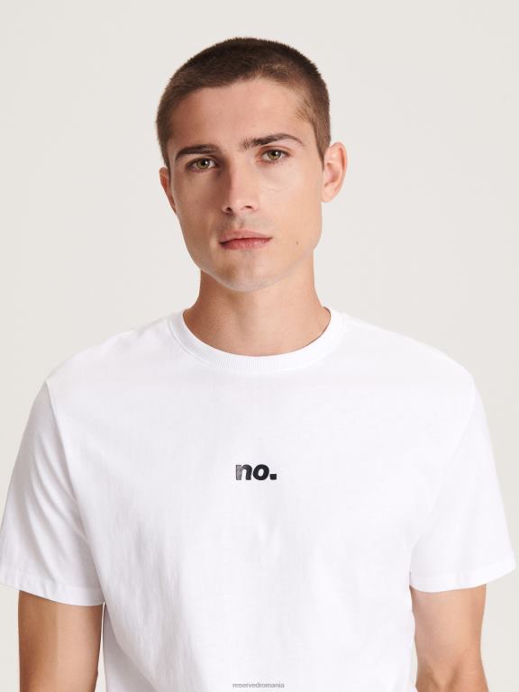 alb Reserved bărbați îmbrăcăminte tricou confortabil cu imprimeu regulat 648HZ1155