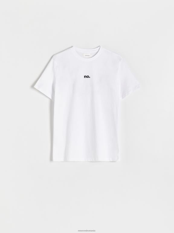 alb Reserved bărbați îmbrăcăminte tricou confortabil cu imprimeu regulat 648HZ1155