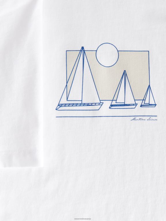 alb Reserved bărbați îmbrăcăminte tricou confortabil cu imprimeu regulat 648HZ1167