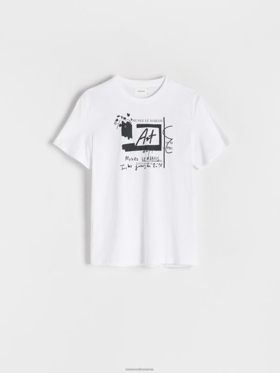 alb Reserved bărbați îmbrăcăminte tricou confortabil cu imprimeu regulat 648HZ1193