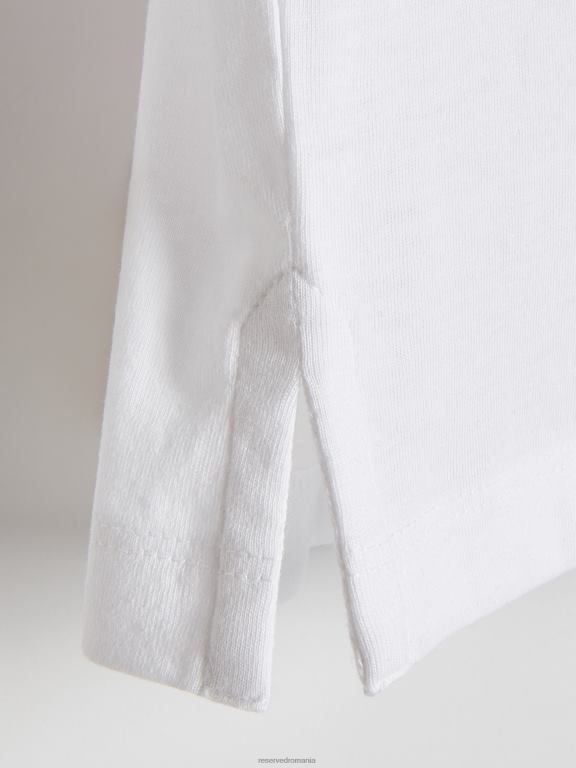 alb Reserved bărbați îmbrăcăminte tricou cu potrivire regulată în stil nou 648HZ1151