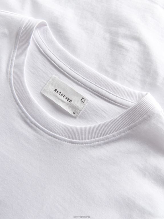 alb Reserved bărbați îmbrăcăminte tricou cu potrivire regulată în stil nou 648HZ1168