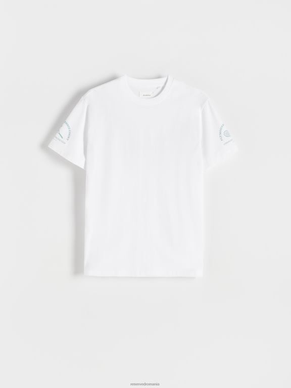 alb Reserved bărbați îmbrăcăminte tricou la modă cu imprimeu cu fit regulat 648HZ1288