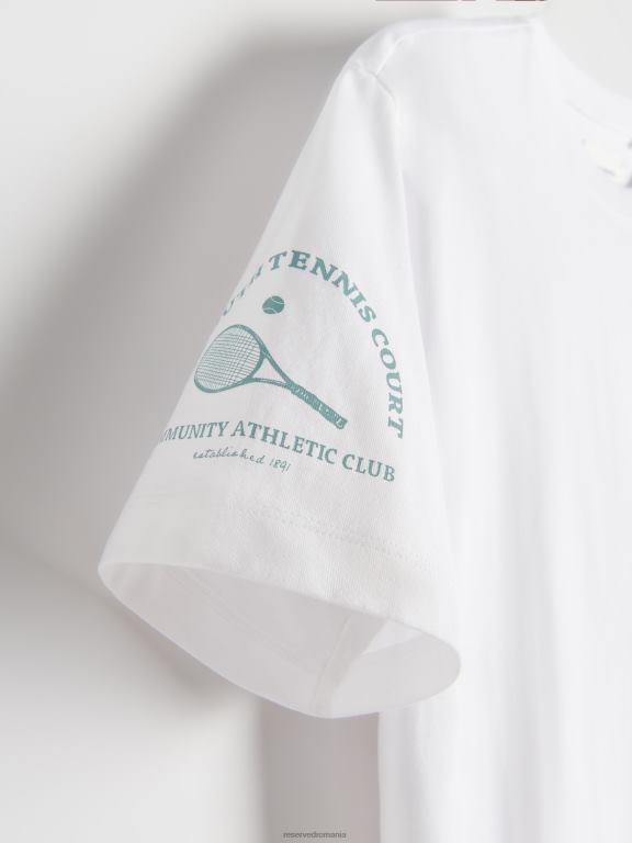 alb Reserved bărbați îmbrăcăminte tricou la modă cu imprimeu cu fit regulat 648HZ1288