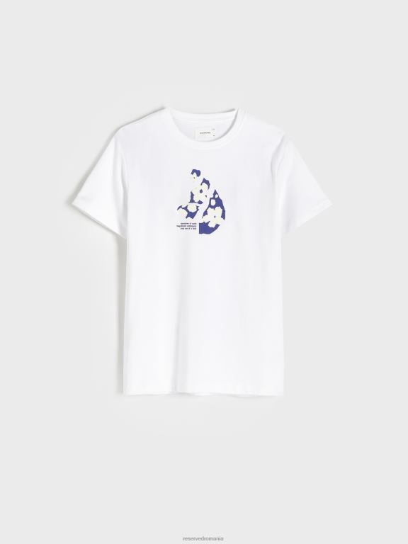 alb Reserved bărbați îmbrăcăminte tricou la modă cu imprimeu cu fit regulat 648HZ1290