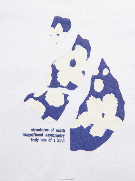 alb Reserved bărbați îmbrăcăminte tricou la modă cu imprimeu cu fit regulat 648HZ1290