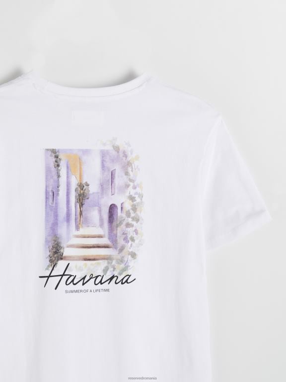 alb Reserved bărbați îmbrăcăminte tricou la modă cu imprimeu cu fit regulat 648HZ1301