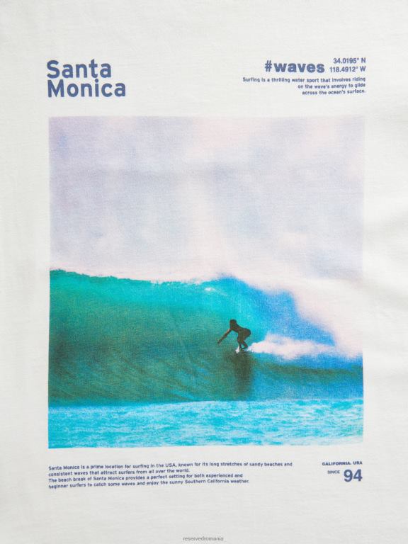 alb Reserved bărbați îmbrăcăminte tricou nou regular cu imprimeu 648HZ1247