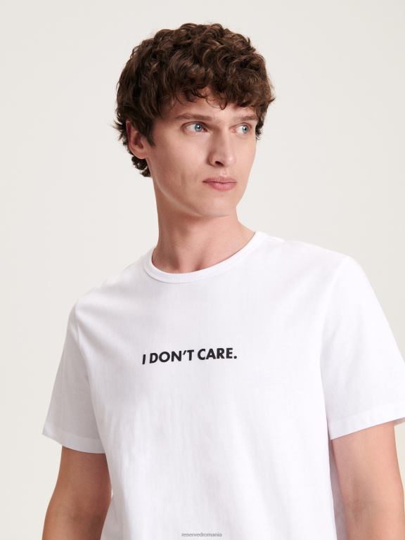 alb Reserved bărbați îmbrăcăminte tricou nou regular cu imprimeu 648HZ1248