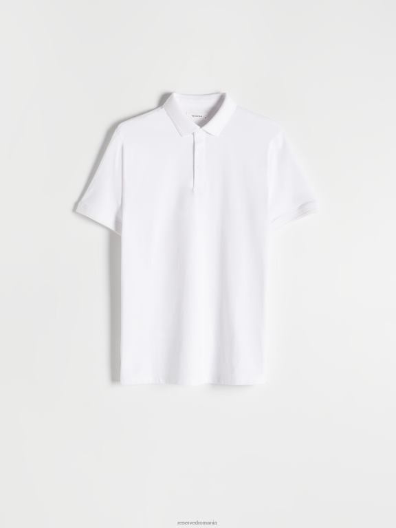 alb Reserved bărbați îmbrăcăminte tricou polo cu talie regulată 648HZ1090