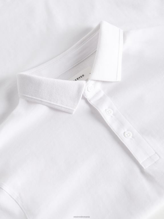 alb Reserved bărbați îmbrăcăminte tricou polo cu talie regulată 648HZ1090
