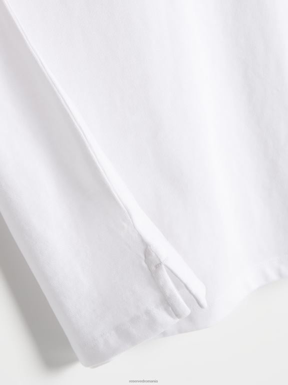 alb Reserved bărbați îmbrăcăminte tricou polo cu talie regulată 648HZ1090