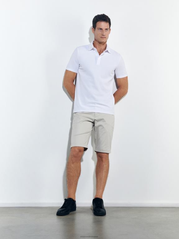 alb Reserved bărbați îmbrăcăminte tricou polo cu talie regulată 648HZ1114
