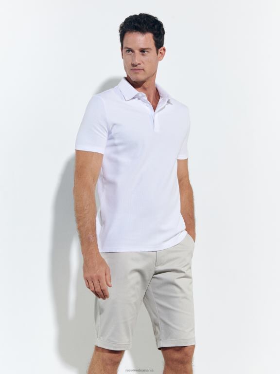 alb Reserved bărbați îmbrăcăminte tricou polo cu talie regulată 648HZ1114