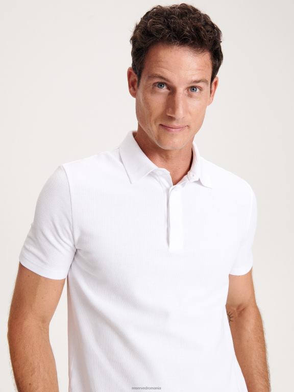 alb Reserved bărbați îmbrăcăminte tricou polo cu talie regulată 648HZ1114