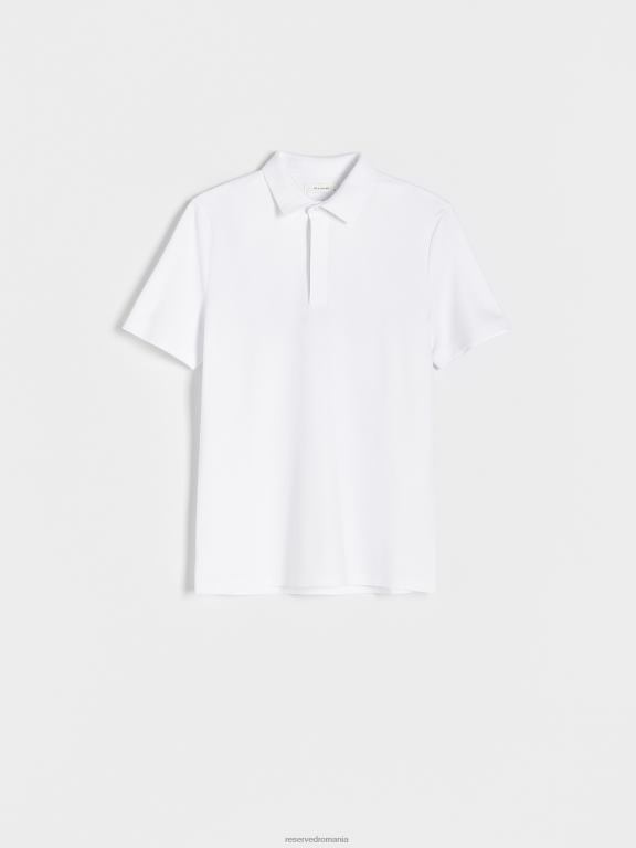 alb Reserved bărbați îmbrăcăminte tricou polo cu talie regulată 648HZ1114