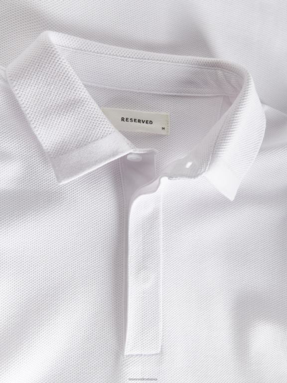 alb Reserved bărbați îmbrăcăminte tricou polo cu talie regulată 648HZ1114