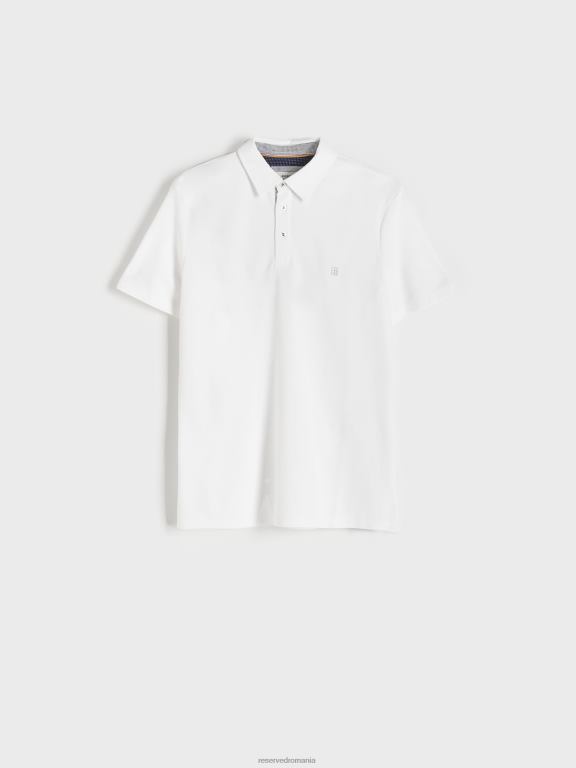 alb Reserved bărbați îmbrăcăminte tricou polo cu talie regulată 648HZ1129
