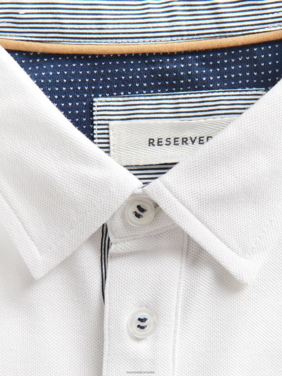 alb Reserved bărbați îmbrăcăminte tricou polo cu talie regulată 648HZ1129