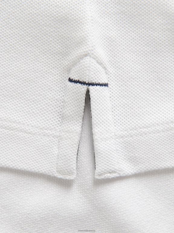 alb Reserved bărbați îmbrăcăminte tricou polo cu talie regulată 648HZ1129