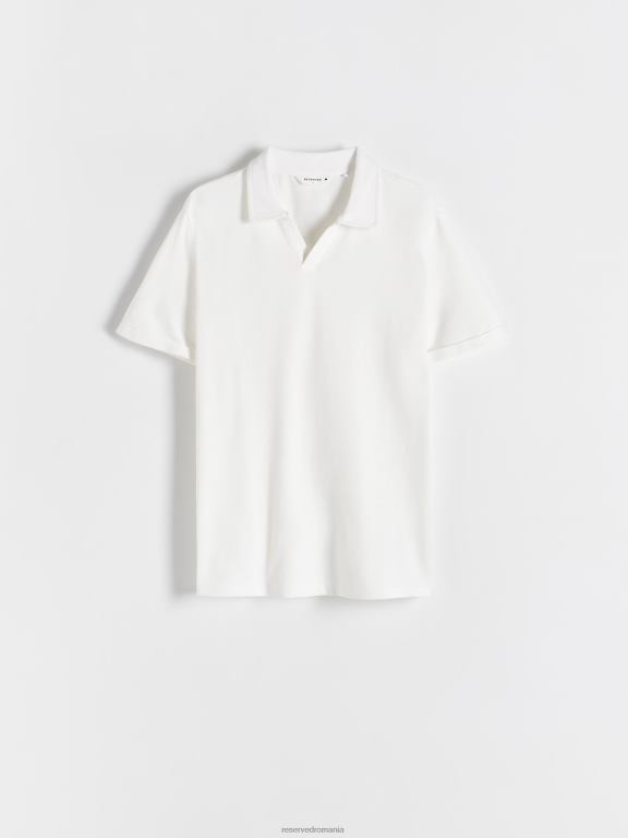 alb Reserved bărbați îmbrăcăminte tricou polo cu talie regulată 648HZ1136