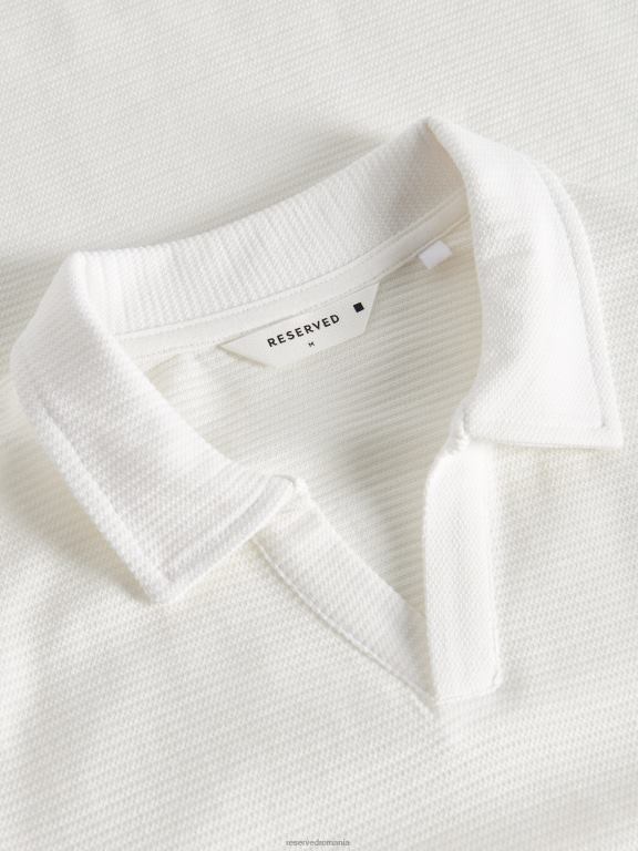 alb Reserved bărbați îmbrăcăminte tricou polo cu talie regulată 648HZ1136