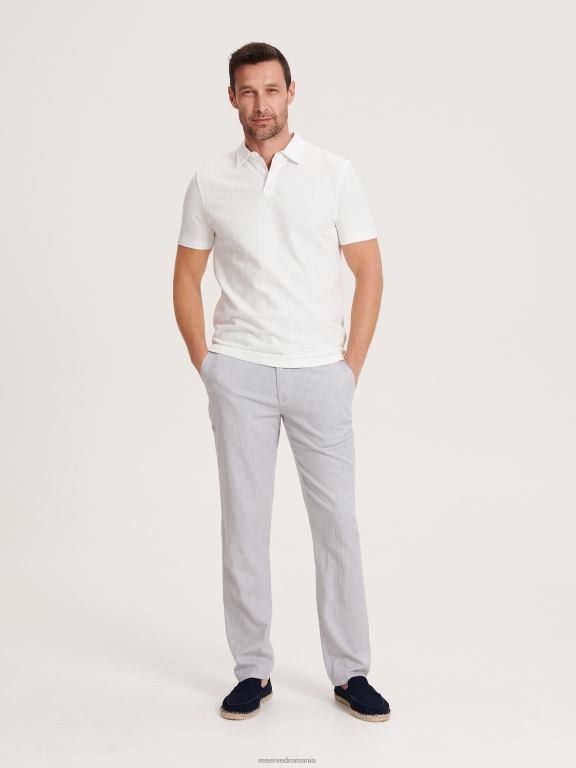 alb Reserved bărbați îmbrăcăminte tricou polo cu talie regulată 648HZ1343