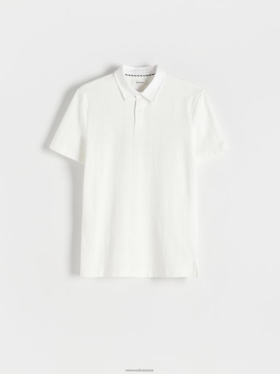 alb Reserved bărbați îmbrăcăminte tricou polo cu talie regulată 648HZ1343