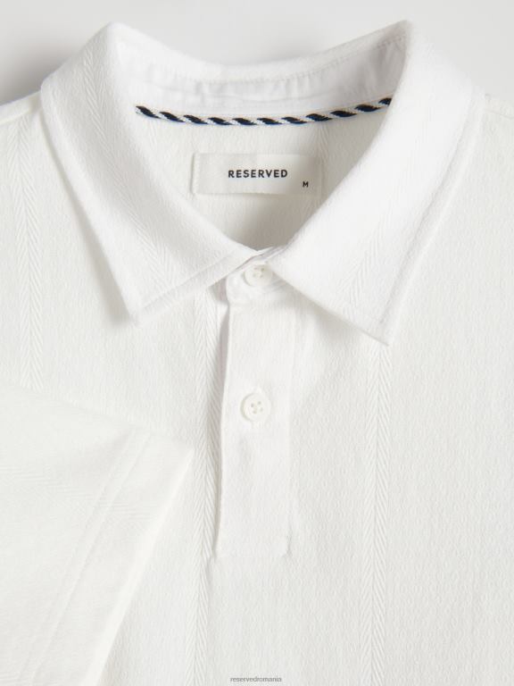 alb Reserved bărbați îmbrăcăminte tricou polo cu talie regulată 648HZ1343