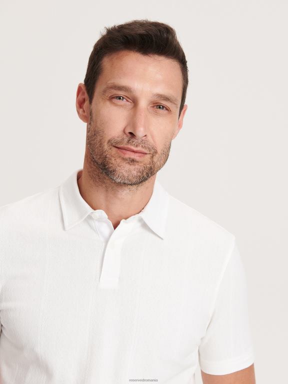 alb Reserved bărbați îmbrăcăminte tricou polo cu talie regulată 648HZ1343