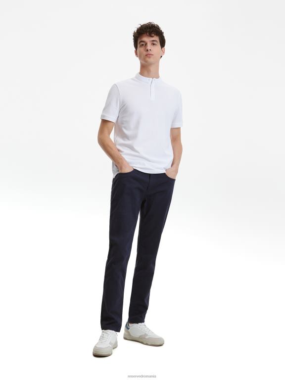 alb Reserved bărbați îmbrăcăminte tricou polo cu talie regulată cu guler ridicat 648HZ1142