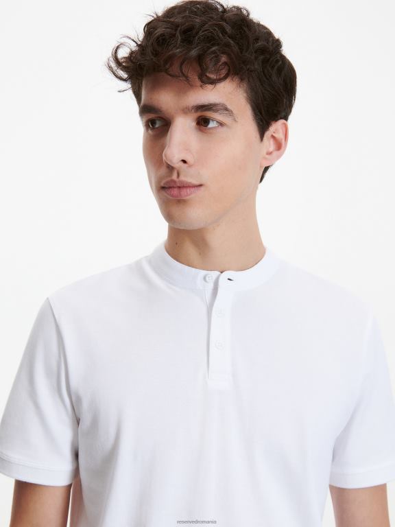 alb Reserved bărbați îmbrăcăminte tricou polo cu talie regulată cu guler ridicat 648HZ1142
