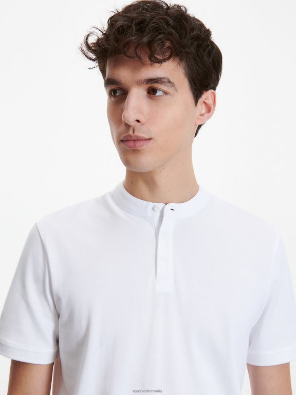 alb Reserved bărbați îmbrăcăminte tricou polo cu talie regulată cu guler ridicat 648HZ1142