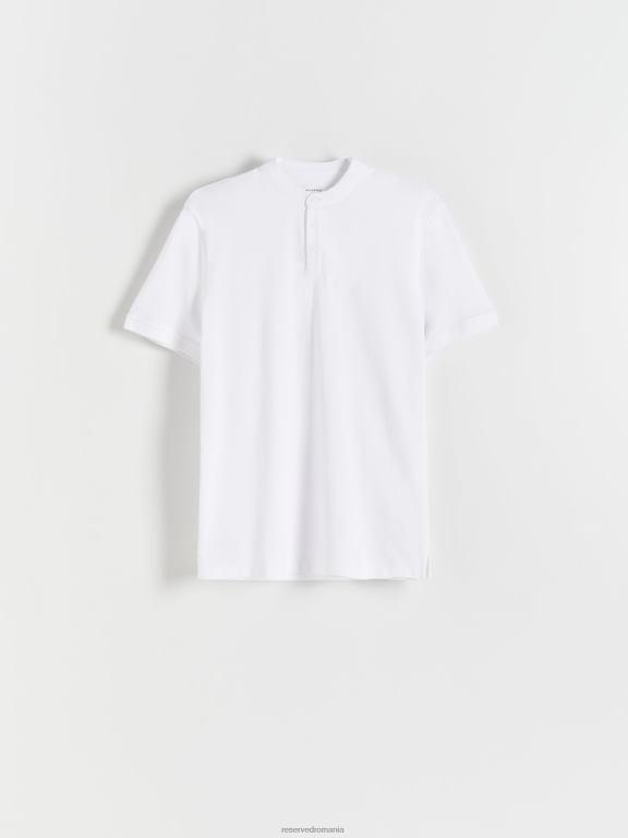alb Reserved bărbați îmbrăcăminte tricou polo cu talie regulată cu guler ridicat 648HZ1142