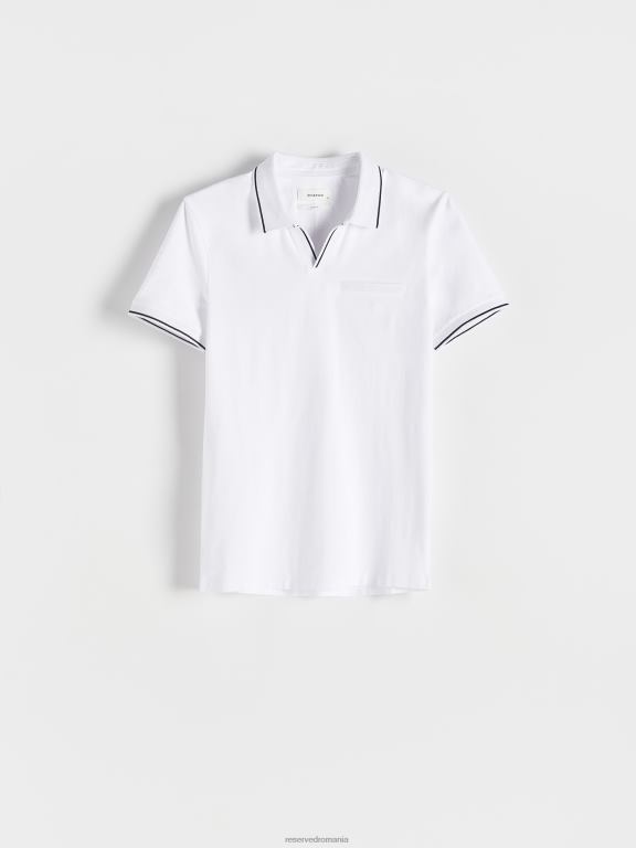 alb Reserved bărbați îmbrăcăminte tricou polo slim fit 648HZ1088