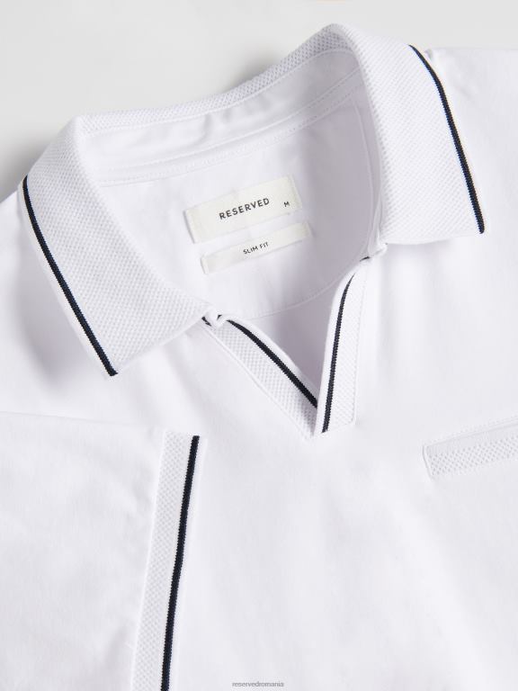 alb Reserved bărbați îmbrăcăminte tricou polo slim fit 648HZ1088