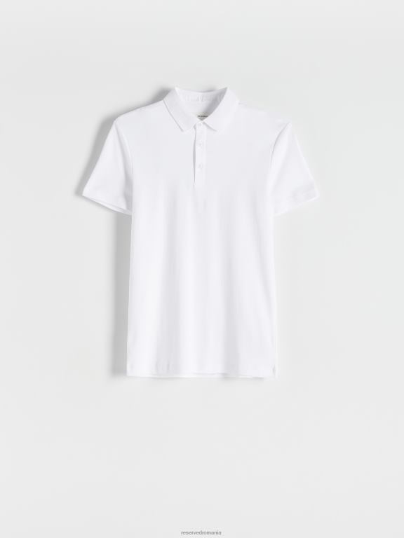 alb Reserved bărbați îmbrăcăminte tricou polo slim fit 648HZ1105