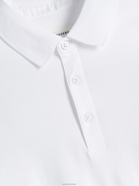 alb Reserved bărbați îmbrăcăminte tricou polo slim fit 648HZ1105