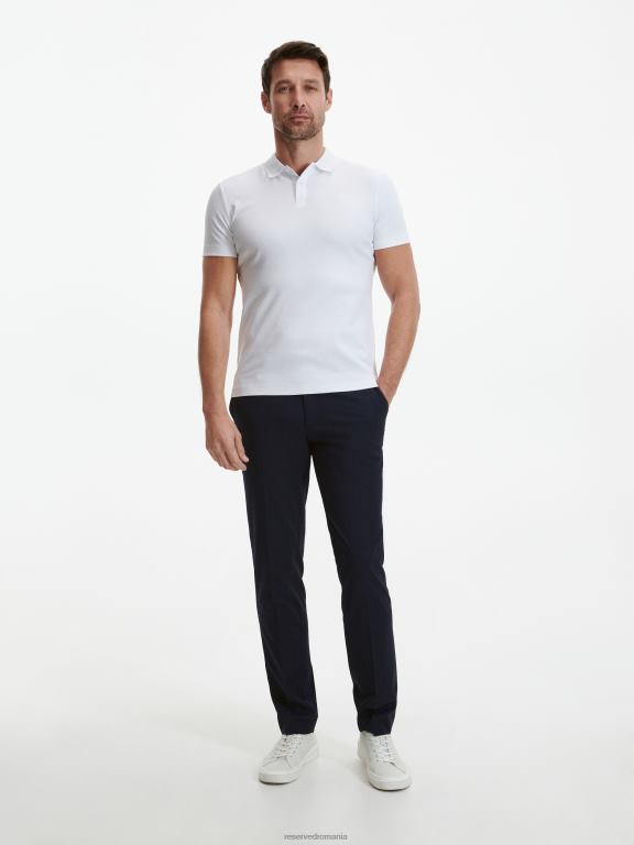 alb Reserved bărbați îmbrăcăminte tricou polo slim fit 648HZ1340