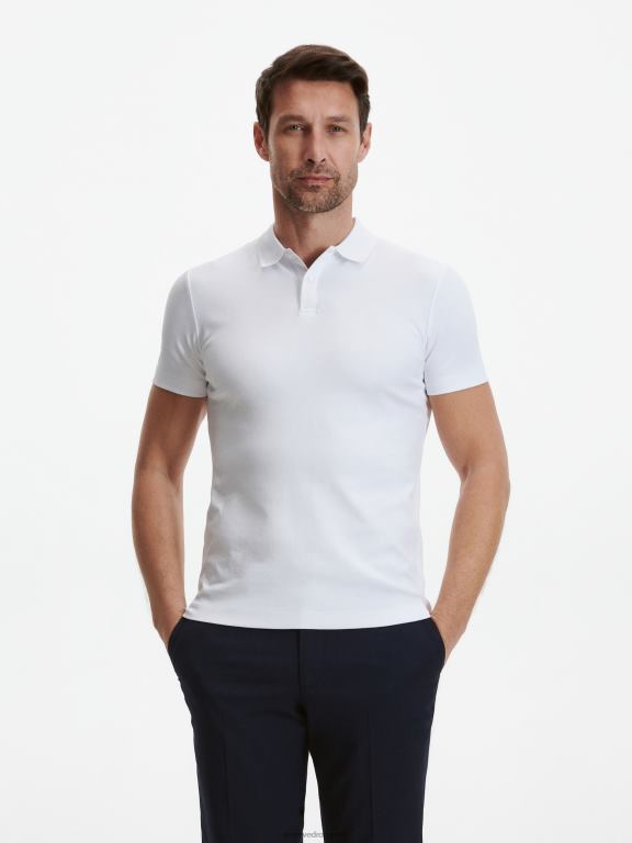 alb Reserved bărbați îmbrăcăminte tricou polo slim fit 648HZ1340