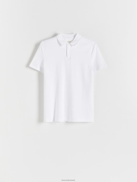 alb Reserved bărbați îmbrăcăminte tricou polo slim fit 648HZ1340