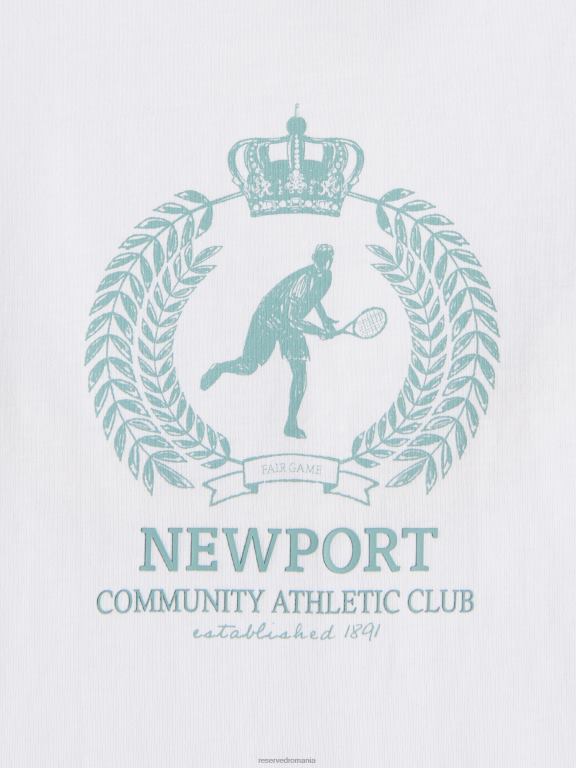 alb Reserved bărbați îmbrăcăminte tricou regulat cu imprimeu 648HZ1309