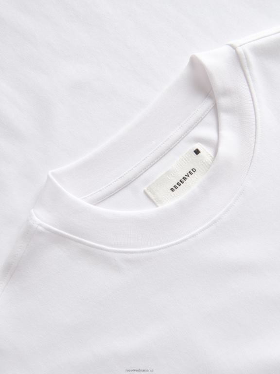 alb Reserved bărbați îmbrăcăminte tricou supradimensionat 648HZ1171